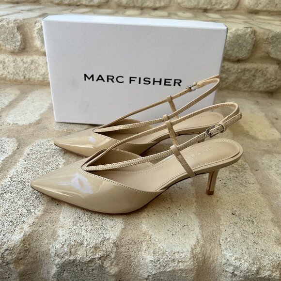 Marc Fisher Avila light natural nude kitten heels pointy slingback 8 NEW NWT - Picture 1 of 9
